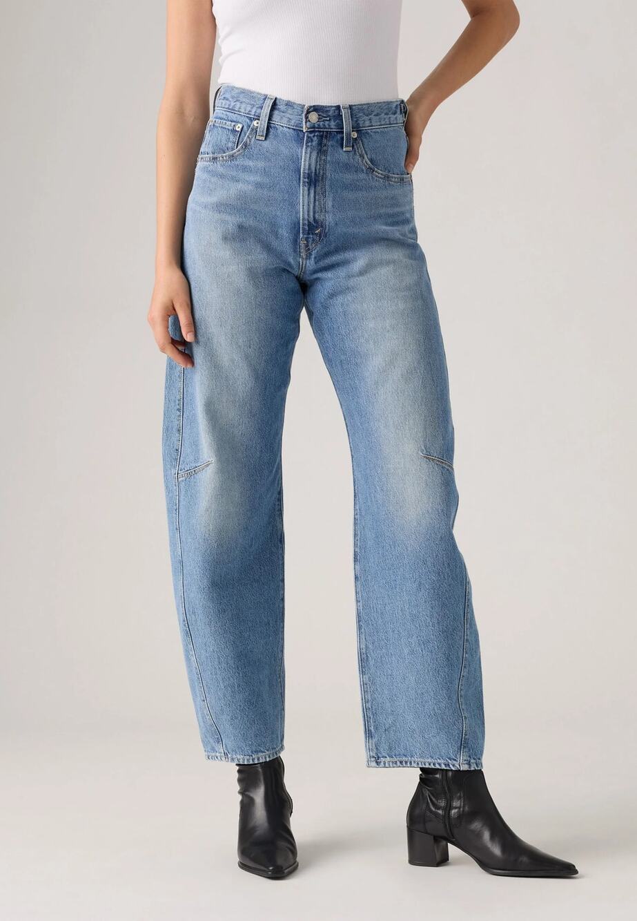 NWT Levi's Non-Stretch Denim High Rise Cinch Barrel Jeans Blue Women's 25 x 31